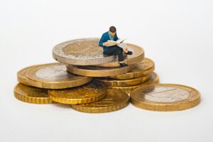 Man sitting on euros